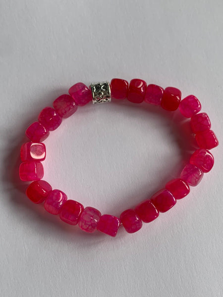 Bracelet élastique pierre rose cubique Comme un ange