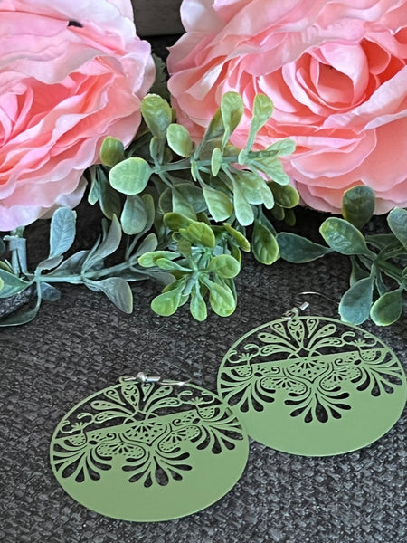 Boucles oreilles rondes couleur vertes Comme un ange