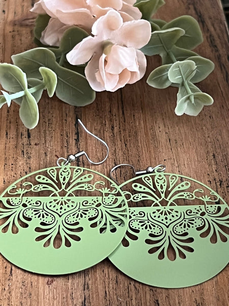Boucles oreilles rondes couleur vertes Comme un ange