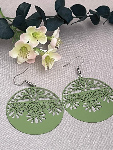 Boucles oreilles rondes couleur vertes Comme un ange