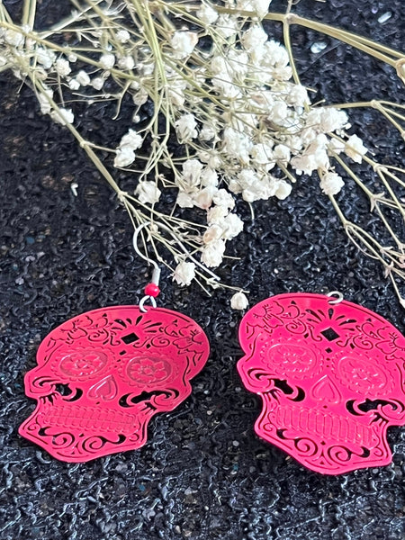 Boucles d’oreilles breloque tête de squelette rouge alliage de métaux skull JEWELRY Comme un ange
