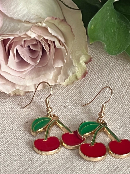 Boucles oreilles cerises rouges Comme un ange