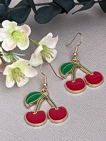 Boucles oreilles cerises rouges Comme un ange