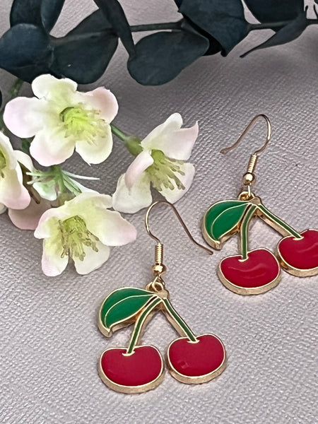 Boucles oreilles cerises rouges Comme un ange