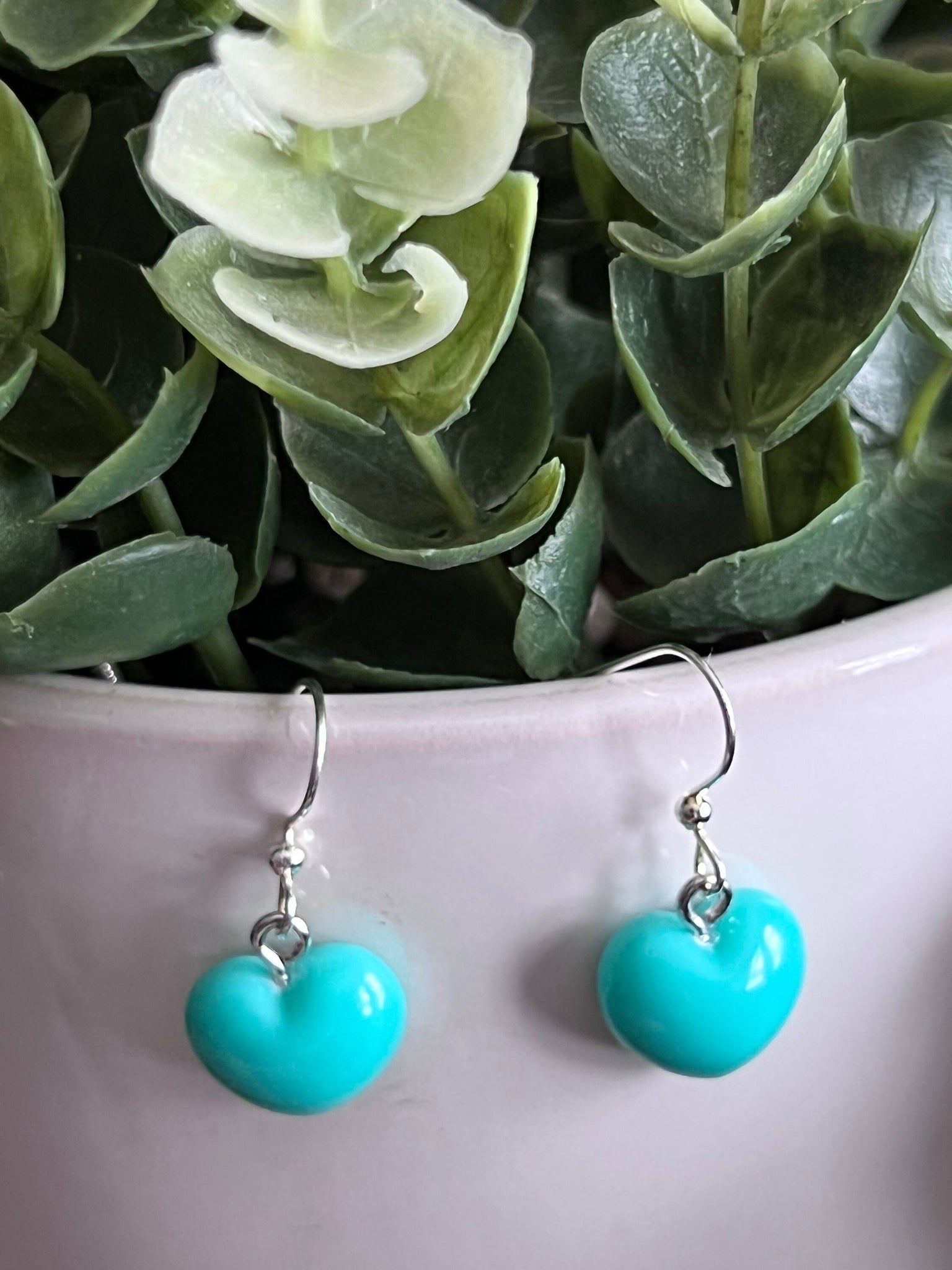 Boucles oreilles coeur turquoise Comme un ange