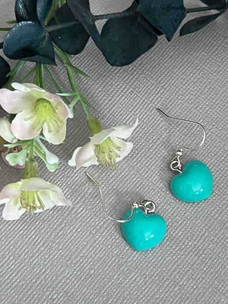 Boucles oreilles coeur turquoise Comme un ange