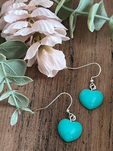 Boucles oreilles coeur turquoise Comme un ange