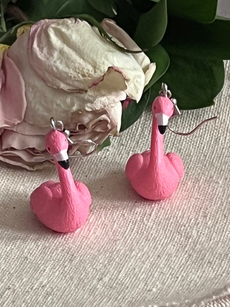 Boucles oreilles flamant rose Comme un ange