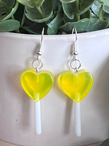 Boucles oreilles bonbons cours jaunes Comme un ange