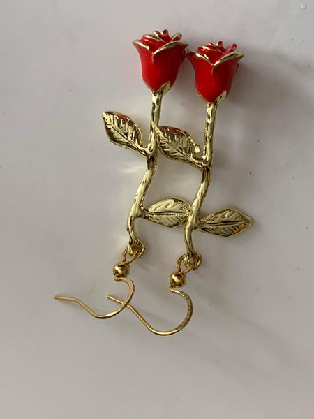 Boucles oreilles roses rouges Comme un ange