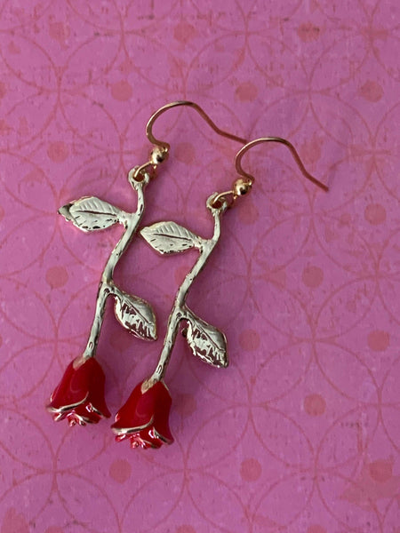 Boucles oreilles roses rouges Comme un ange