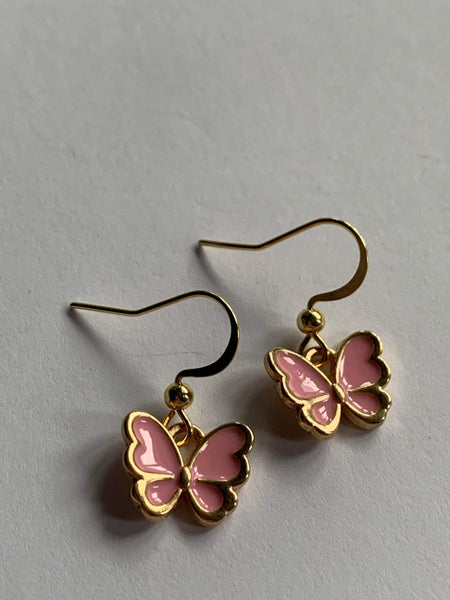 Boucles d’oreilles Petit papillon rose Comme un ange
