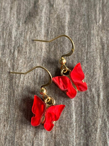 Boucles d’oreilles Petit papillon rouge Comme un ange