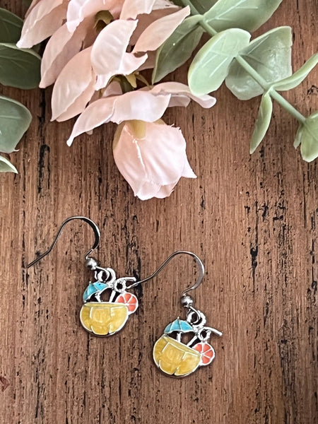 Boucles oreilles festives cocktail mocktail estivales colorés Comme un ange