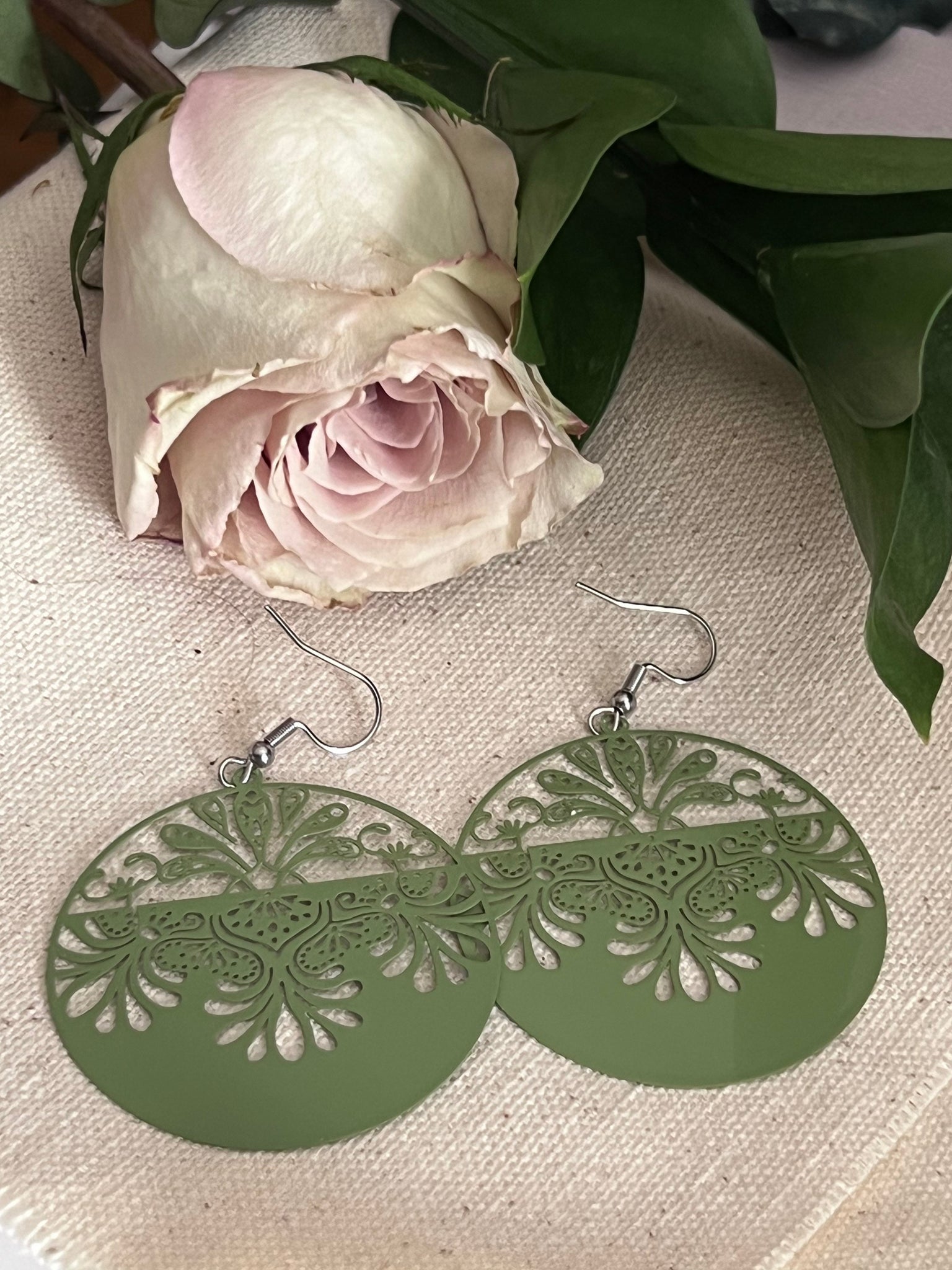 Boucles oreilles rondes couleur vertes Comme un ange