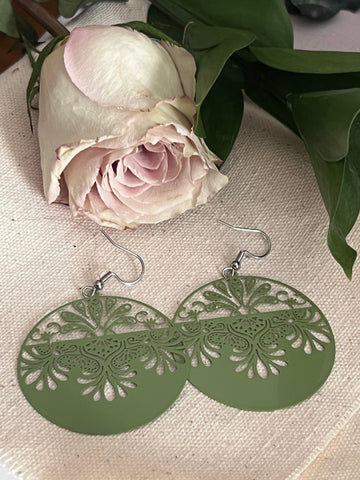 Boucles oreilles rondes couleur vertes Comme un ange