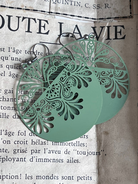 Boucles oreilles rondes couleur vertes Comme un ange