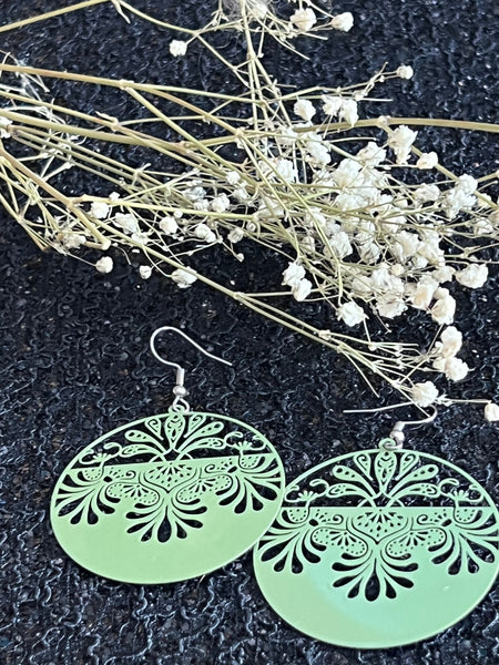 Boucles oreilles rondes couleur vertes Comme un ange