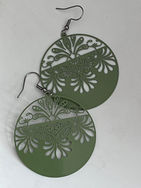 Boucles oreilles rondes couleur vertes Comme un ange