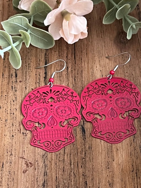 Boucles d’oreilles breloque tête de squelette rouge alliage de métaux skull JEWELRY Comme un ange