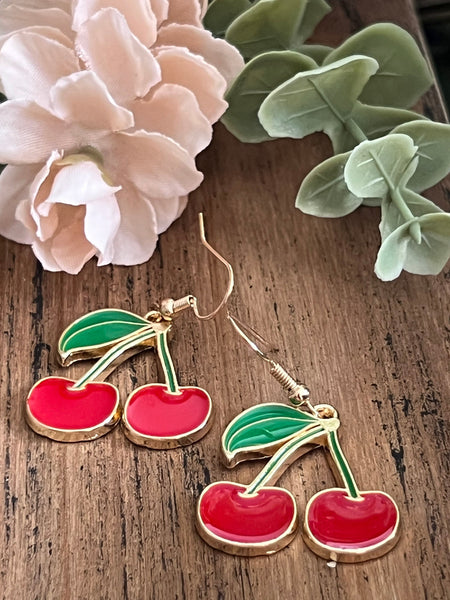 Boucles oreilles cerises rouges Comme un ange
