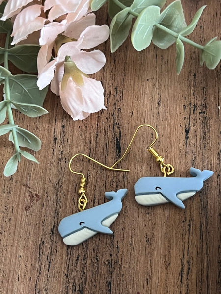 Boucles oreilles baleine bleue Comme un ange