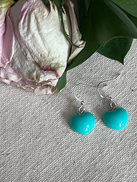 Boucles oreilles coeur turquoise Comme un ange