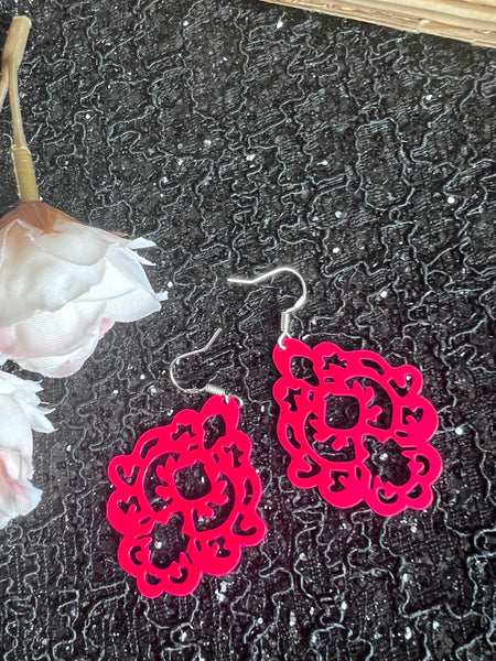 Boucles oreilles rose fushia Comme un ange
