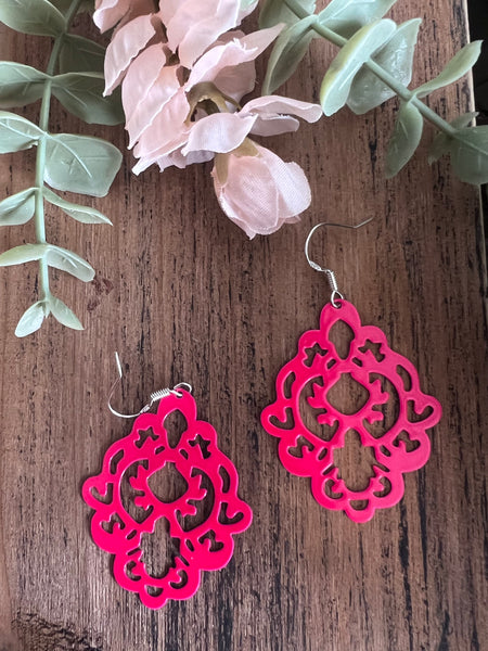 Boucles oreilles rose fushia Comme un ange