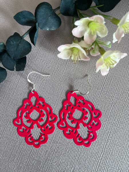 Boucles oreilles rose fushia Comme un ange