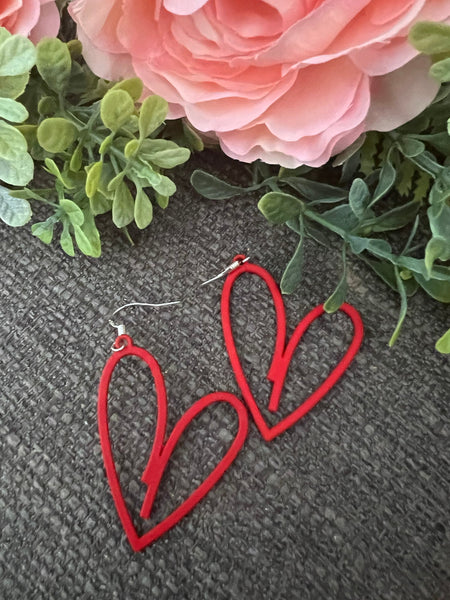 Boucles oreilles coeur rouge Comme un ange