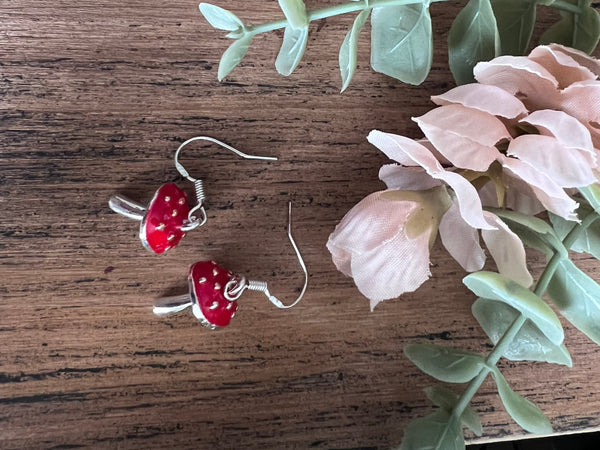 Boucles oreilles champignon rouge Comme un ange