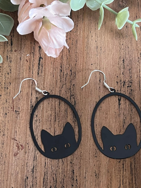 Boucles oreilles chat noir Comme un ange