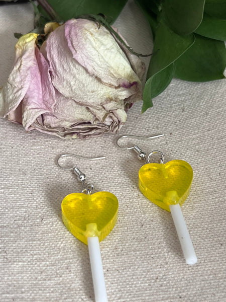 Boucles oreilles bonbons cours jaunes Comme un ange
