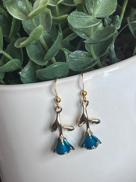 Bijoux fleurs roses bleues Comme un ange