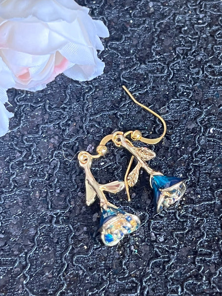 Bijoux fleurs roses bleues Comme un ange