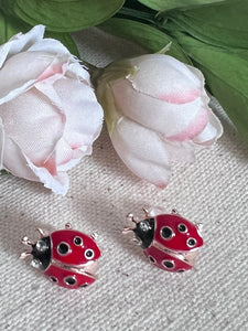 Boucles oreilles cabochon coccinelle rouge bijoux porte bonheur Comme un ange