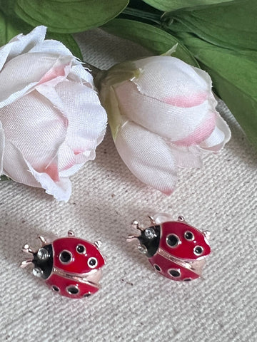 Boucles oreilles cabochon coccinelle rouge bijoux porte bonheur Comme un ange