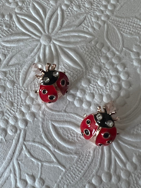 Boucles oreilles cabochon coccinelle rouge bijoux porte bonheur Comme un ange