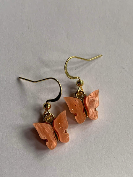 Boucles d’oreilles Petit papillon orange pêche Comme un ange