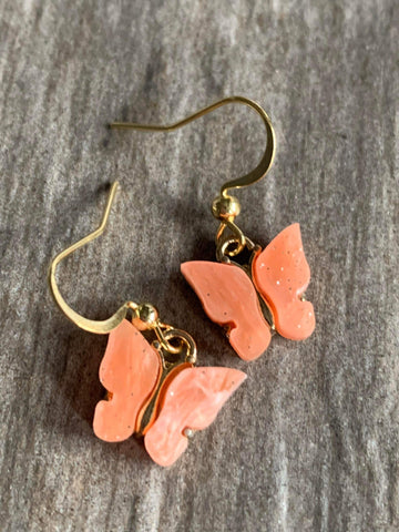 Boucles d’oreilles Petit papillon orange pêche Comme un ange