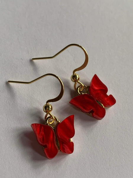 Boucles d’oreilles Petit papillon rouge Comme un ange