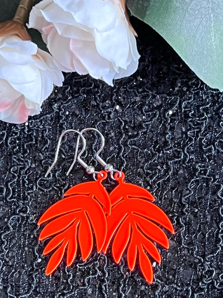 Boucles oreilles feuilles orange fluos Comme un ange