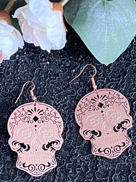 Boucles d’oreilles breloque tête de squelette vert  alliage de métaux skull JEWELRY Comme un ange