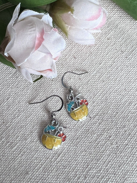Boucles oreilles festives cocktail mocktail estivales colorés Comme un ange