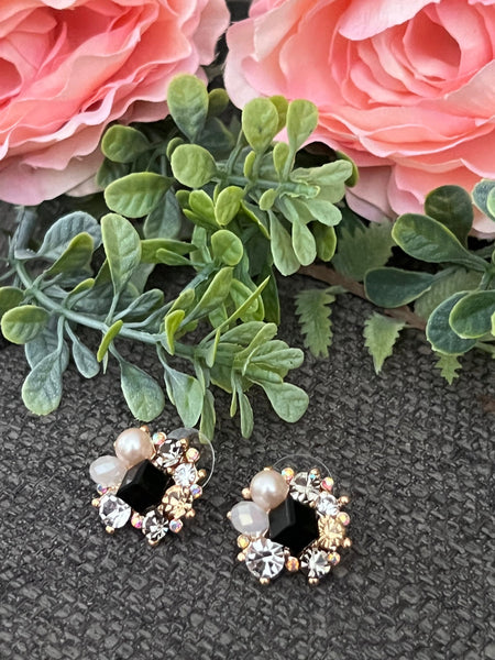 Boucles oreilles cabochons perles et cristaux Comme un ange