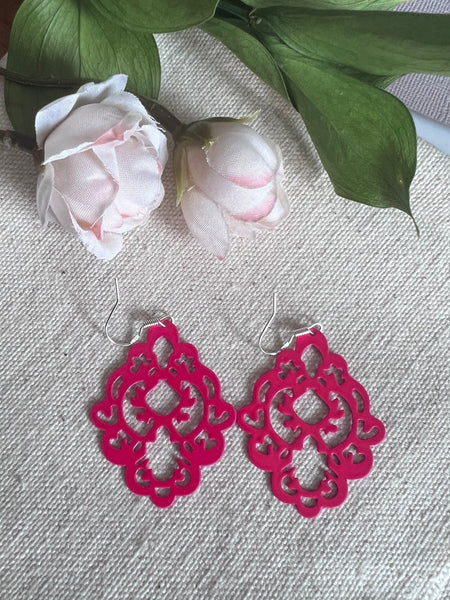 Boucles oreilles rose fushia Comme un ange