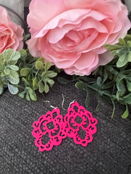 Boucles oreilles rose fushia Comme un ange