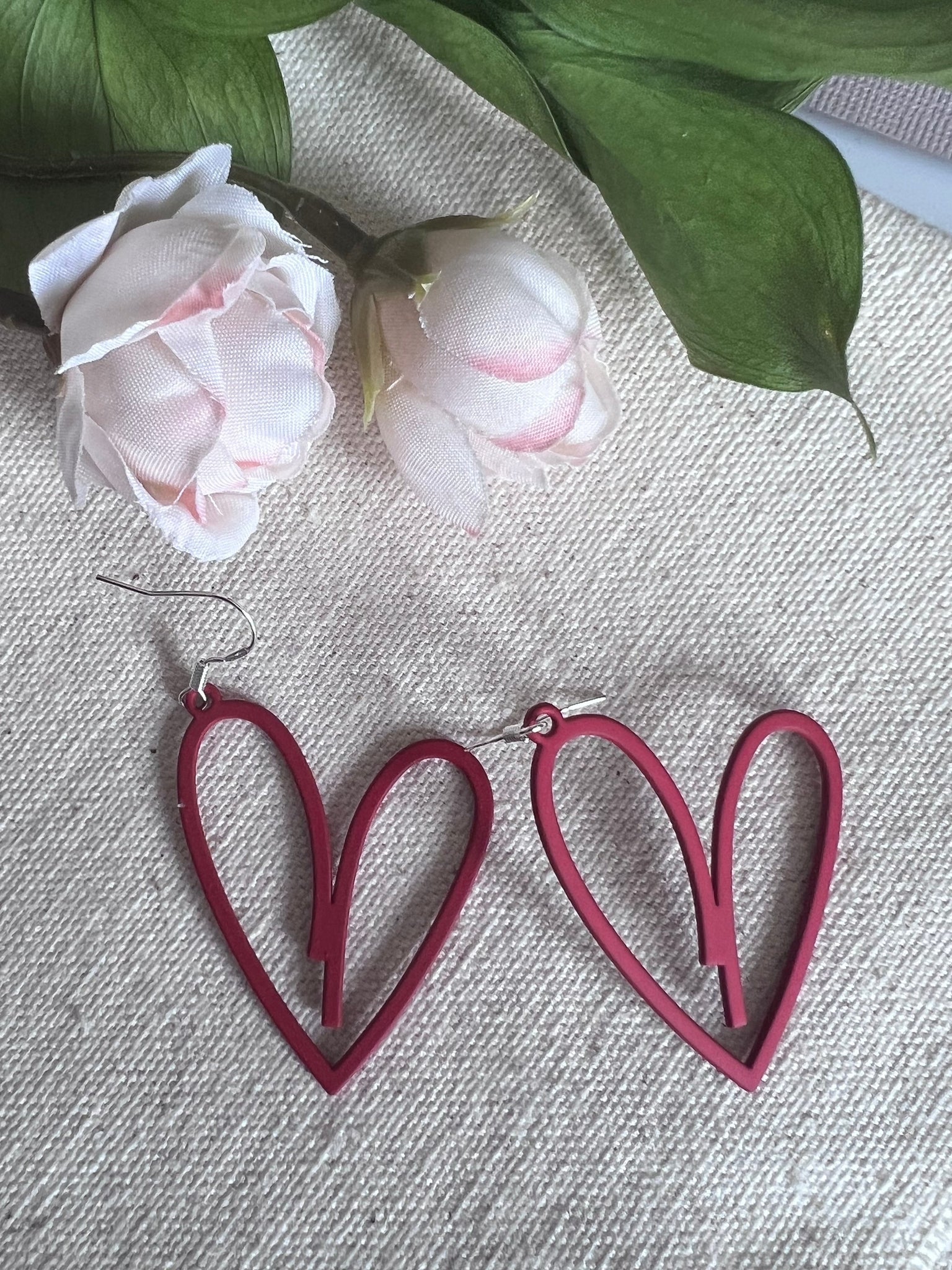 Boucles oreilles coeur rouge Comme un ange