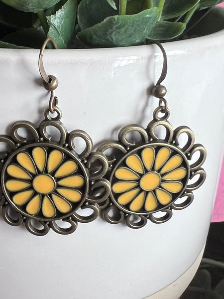 Boucles oreilles fleurs jaunes Comme un ange